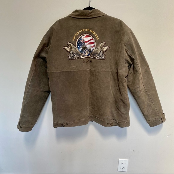 Patriotic Marines Leather Jacket Faux Sherpa Lined Bradford Exchange Military XL - Picture 5 of 14